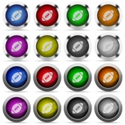 Set of rugby ball glossy web buttons. Arranged layer structure. - Rugby ball button set