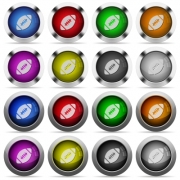 Set of rugby ball glossy web buttons. Arranged layer structure. - Rugby ball button set - Large thumbnail