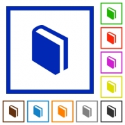 Set of color square framed book flat icons