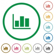 Set of statistics color round outlined flat icons on white background - Statistics outlined flat icons