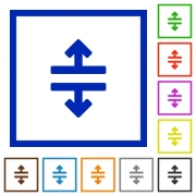 Set of color square framed Horizontal split flat icons - Horizontal split framed flat icons