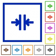 Set of color square framed Vertical merge flat icons - Vertical merge framed flat icons