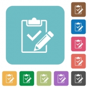 Flat fill out checklist icons on rounded square color backgrounds. - Flat fill out checklist icons