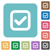 Flat checkbox icons on rounded square color backgrounds. - Flat checkbox icons