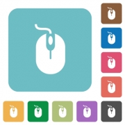 Flat computer mouse icons on rounded square color backgrounds. - Flat computer mouse icons