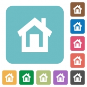 Flat home icons on rounded square color backgrounds. - Flat home icons