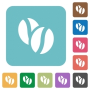 Flat coffee beans icons on rounded square color backgrounds. - Flat coffee beans icons