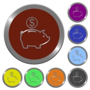 Set of color glossy coin-like Dollar piggy bank buttons - Color Dollar piggy bank buttons - Large thumbnail