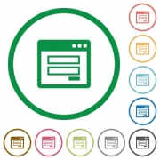 Set of login window color round outlined flat icons on white background - Login window outlined flat icons