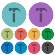 Color hammer flat icon set on round background. - Color hammer flat icons