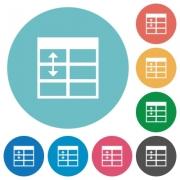 Flat Spreadsheet adjust table row height icon set on round color background. - Flat Spreadsheet adjust table row height icons