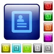 Set of user profile color glass rounded square buttons - Color user profile square buttons