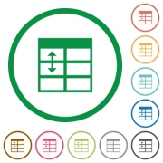Set of Spreadsheet adjust table row height color round outlined flat icons on white background - Spreadsheet adjust table row height outlined flat icons