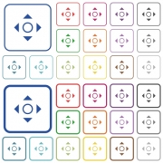 Set of scroll flat rounded square framed color icons on white background. Thin and thick versions included. - Scroll color outlined flat icons