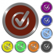 Set of color glossy coin-like checked data buttons - Color checked data buttons