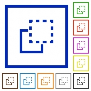 Set of color square framed bring to front flat icons - Bring to front framed flat icons
