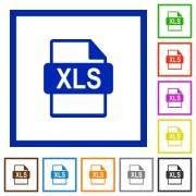 XLS file format flat color icons in square frames - XLS file format flat framed icons