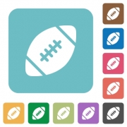 Rugby ball white flat icons on color rounded square backgrounds - Rugby ball flat icons