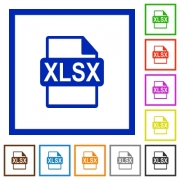 XLSX file format flat color icons in square frames - XLSX file format flat framed icons