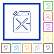 Gas can flat color icons in square frames - Gas can flat framed icons
