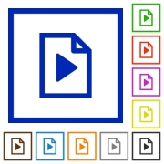 Playlist flat color icons in square frames - Playlist flat framed icons