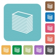 Paper stack flat icons on simple color square background. - Paper stack square flat icons - Large thumbnail