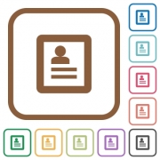User profile simple icons in color rounded square frames on white background - User profile simple icons