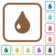 Drop simple icons in color rounded square frames on white background - Drop simple icons