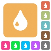 Drop icons on rounded square vivid color backgrounds. - Drop rounded square flat icons