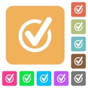 Checked data icons on rounded square vivid color backgrounds. - Checked data rounded square flat icons