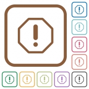 Error sign simple icons in color rounded square frames on white background - Error sign simple icons