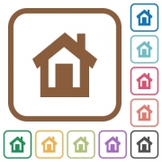 Home simple icons in color rounded square frames on white background - Home simple icons