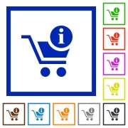Cart item info flat color icons in square frames on white background - Cart item info flat framed icons