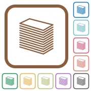 Paper stack simple icons in color rounded square frames on white background - Paper stack simple icons