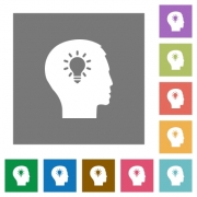 Idea flat icons on simple color square backgrounds - Idea square flat icons