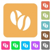 Coffe beans flat icons on rounded square vivid color backgrounds. - Coffe beans rounded square flat icons