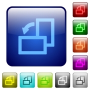 Rotate left icons in rounded square color glossy button set - Rotate left color square buttons