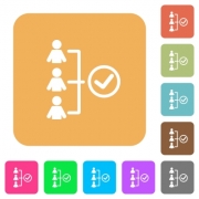 Successful teamwork flat icons on rounded square vivid color backgrounds. - Successful teamwork rounded square flat icons