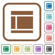 Two columned web layout simple icons in color rounded square frames on white background - Two columned web layout simple icons