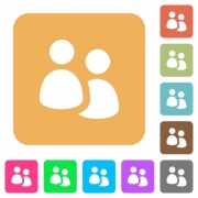 User group flat icons on rounded square vivid color backgrounds. - User group rounded square flat icons