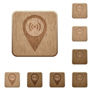 Free wifi hotspot GPS map location on rounded square carved wooden button styles - Free wifi hotspot GPS map location wooden buttons