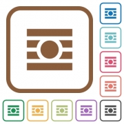 Text wrap around objects simple icons in color rounded square frames on white background - Text wrap around objects simple icons