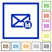 Archive mail flat color icons in square frames on white background - Archive mail flat framed icons