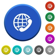 International call round color beveled buttons with smooth surfaces and flat white icons - International call beveled buttons