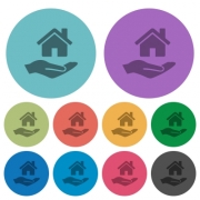 Home insurance darker flat icons on color round background - Home insurance color darker flat icons