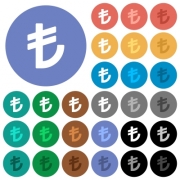 Turkish Lira sign multi colored flat icons on round backgrounds. Included white, light and dark icon variations for hover and active status effects, and bonus shades on black backgounds. - Turkish Lira sign round flat multi colored icons