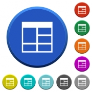 Spreadsheet vertically merge table cells round color beveled buttons with smooth surfaces and flat white icons - Spreadsheet vertically merge table cells beveled buttons