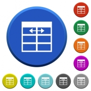 Spreadsheet adjust table column width round color beveled buttons with smooth surfaces and flat white icons - Spreadsheet adjust table column width beveled buttons - Large thumbnail