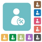 User account tools white flat icons on color rounded square backgrounds - User account tools rounded square flat icons