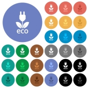Eco energy multi colored flat icons on round backgrounds. Included white, light and dark icon variations for hover and active status effects, and bonus shades on black backgounds. - Eco energy round flat multi colored icons